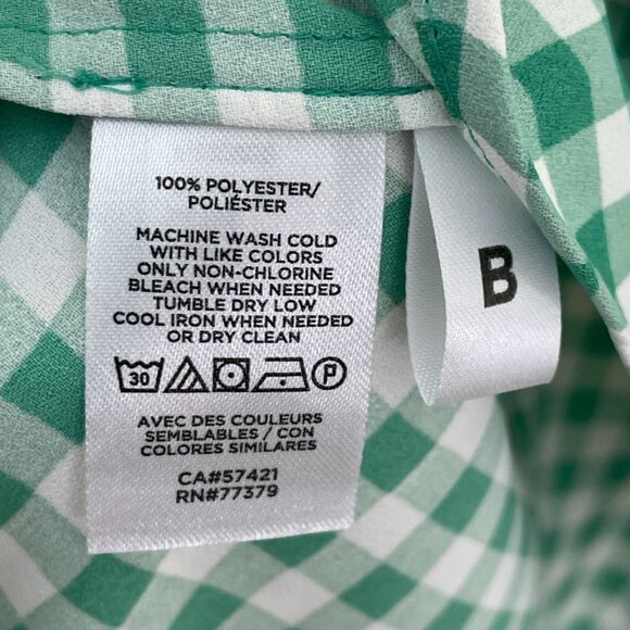 Ann Taylor Womens Large Green White Gingham Long Sleeve Blouse Shirt Top - Picture 6 of 13